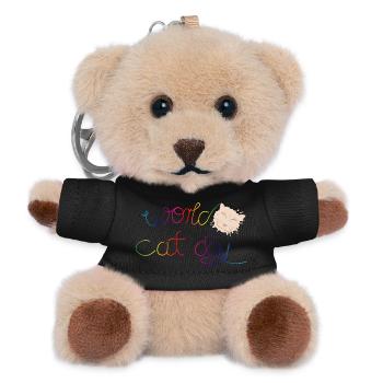 Katzen Typo für alle Katzenfreunde zum Katzentag - Teddy Schlüsselanhänger - Schwarz - Vorne