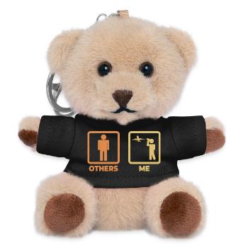 Flugzeugliebhaber Strichmännchen - Teddy Schlüsselanhänger - Schwarz - Vorne