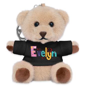 Personalized Evelyn Name - Teddy Keyring - black - Front