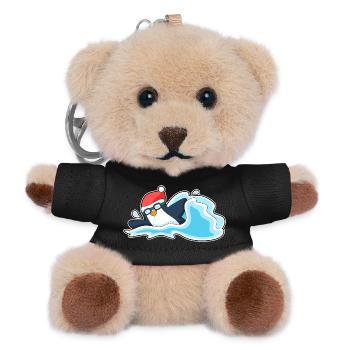 Pinguin Weihnachten Schwimmen - Teddy Schlüsselanhänger - Schwarz - Vorne