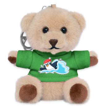 Pinguin Weihnachten Schwimmen - Teddy Schlüsselanhänger - Grün - Vorne