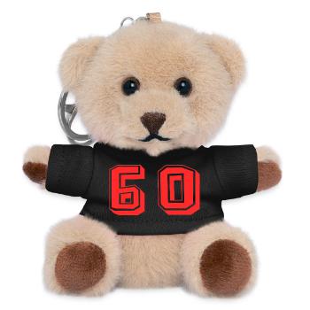 60. 60 YEARS. 60th ANNIVERSARY. 60TH BIRTHDAY. - Teddy Keyring - black - Front