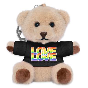 Regenbogen Liebe Schriftzug - Teddy Schlüsselanhänger - Schwarz - Vorne