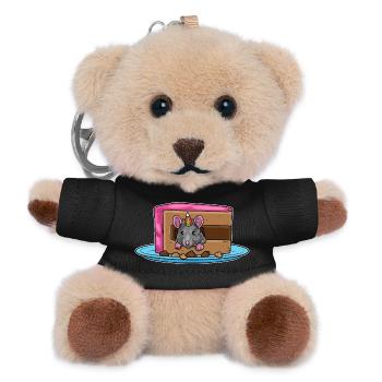 Maus Geburtstag Kuchen - Teddy Schlüsselanhänger - Schwarz - Vorne