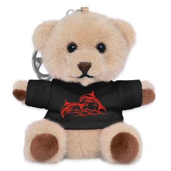 Red dolphins - Teddy Keyring - black - Front