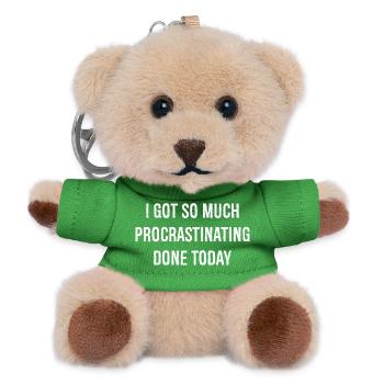 I got so much procrastinating done today funny - Teddy Keyring - green - Front