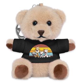 Droll Cats Cartoon Vintage Cat Lover - Teddy Keyring - black - Front