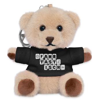 fahrtastisch - fantastisch, Wortspiel, Radsport - Teddy Schlüsselanhänger - Schwarz - Vorne
