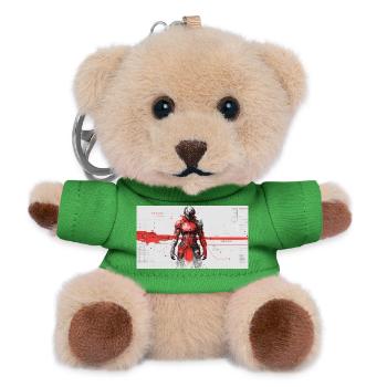 Futuristic Cyber Samurai - Teddy Keyring - green - Front