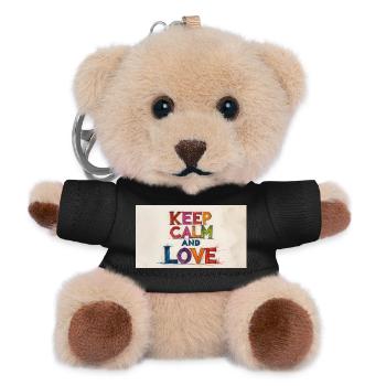 Retro Colorful Keep Calm and Love - Teddy Keyring - black - Front