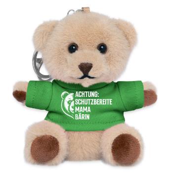 Bald Mama ACHTUNG SCHUTZBEREITE MAMA BÄRIN - Teddy Schlüsselanhänger - Grün - Vorne