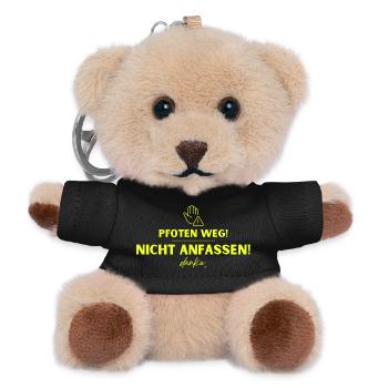 Warnhinweis Pfoten weg! - Teddy Schlüsselanhänger - Schwarz - Vorne