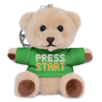 Press Start Retro Gamer Pixel Look Arcade - Teddy Schlüsselanhänger - Grün - Vorne