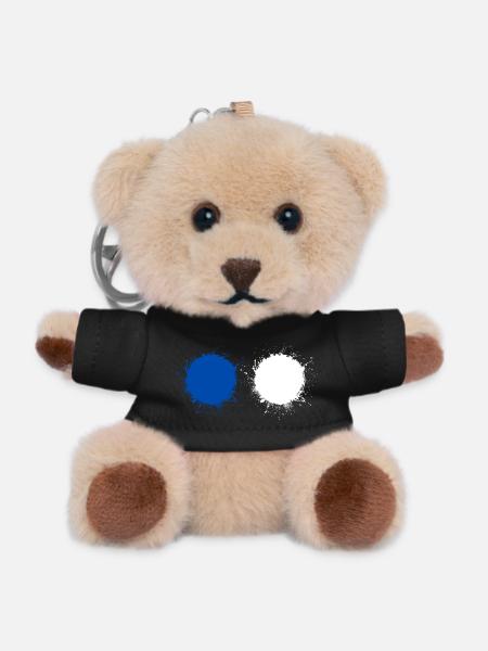 Blau Weiß - Teddy Schlüsselanhänger - Schwarz