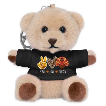 Peace Love Turkey Thanksgiving Autumn Vibes - Teddy Keyring - black - Front