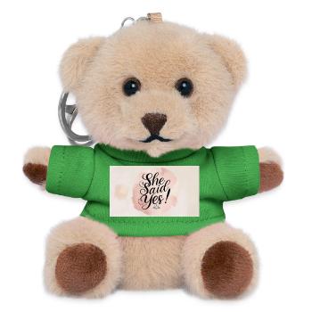 She Said Yes – Engagement Party Style - Teddy Keyring - green - Front