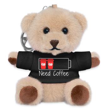Caffeine = 100% charge - Teddy Keyring - black - Front