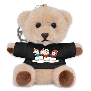 Singing Penguins Christmas Motif - Teddy Keyring - black - Front