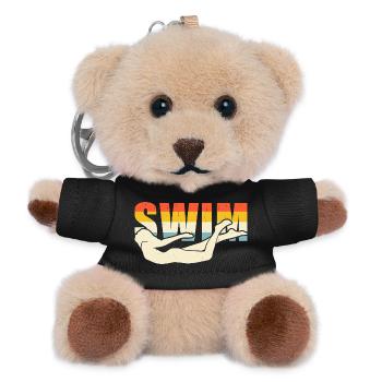 Schwimmen Wassersport Schwimmer Geschenke - Teddy Schlüsselanhänger - Schwarz - Vorne
