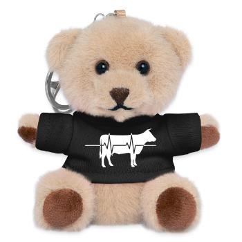 Cow Heartbeat ECG Farm Clean Vector - Teddy Keyring - black - Front