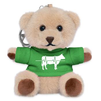 Cow Heartbeat ECG Farm Clean Vector - Teddy Keyring - green - Front
