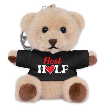 Best Half Funny Matching Couples Valentine Love  - Teddy Keyring - black - Front