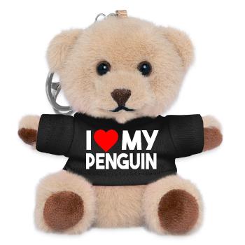 Ich liebe meinen Pinguin, lustiges Tierliebhaber-Paar Matchi - Teddy Schlüsselanhänger - Schwarz - Vorne