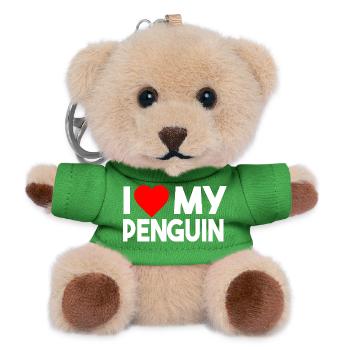I Love My Penguin Funny Animal Lover Couple Matchi - Teddy Keyring - green - Front