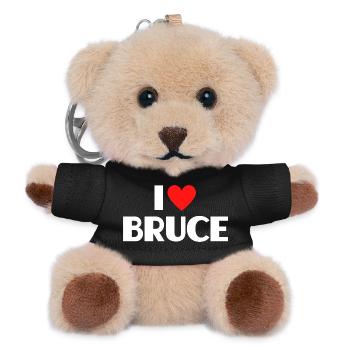 I Love Bruce Red Heart Retro Statement - Teddy Keyring - black - Front