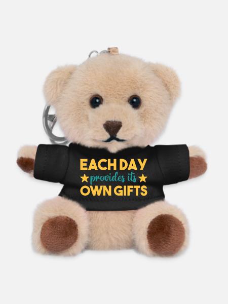 Each day a gift - Teddy Keyring - black
