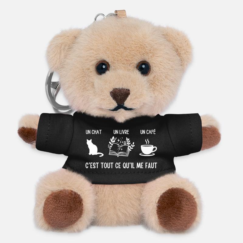 Cat Book Coffee: Alles, was du brauchst - Teddy Schlüsselanhänger - Schwarz