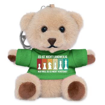 Retro Chess Pieces – Vintage Chess Design - Teddy Keyring - green - Front