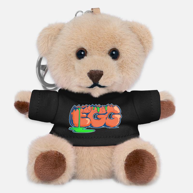Egg, Drawn Word - Teddy Keyring - black