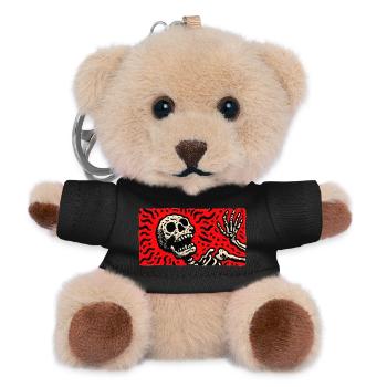 Skelett im Blutrot Retro-Print - Teddy Schlüsselanhänger - Schwarz - Vorne