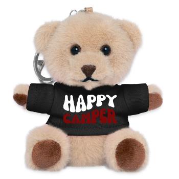 Happy Camper Schriftzug Outdoor - Teddy Schlüsselanhänger - Schwarz - Vorne