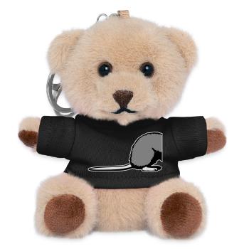 Ratte Rückseite Halb Lustig Schwanz Nagetier Tier - Teddy Schlüsselanhänger - Schwarz - Vorne