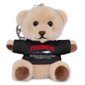 Feuerwehr Lösch Spruch - Teddy Schlüsselanhänger - Schwarz - Vorne