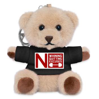 No Whining No Quitting No Excuses Gym Motivation - Teddy Keyring - black - Front