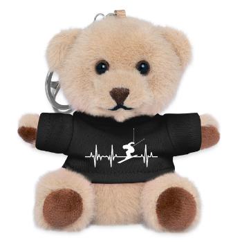 Skisport Herzschlag - Teddy Schlüsselanhänger - Schwarz - Vorne