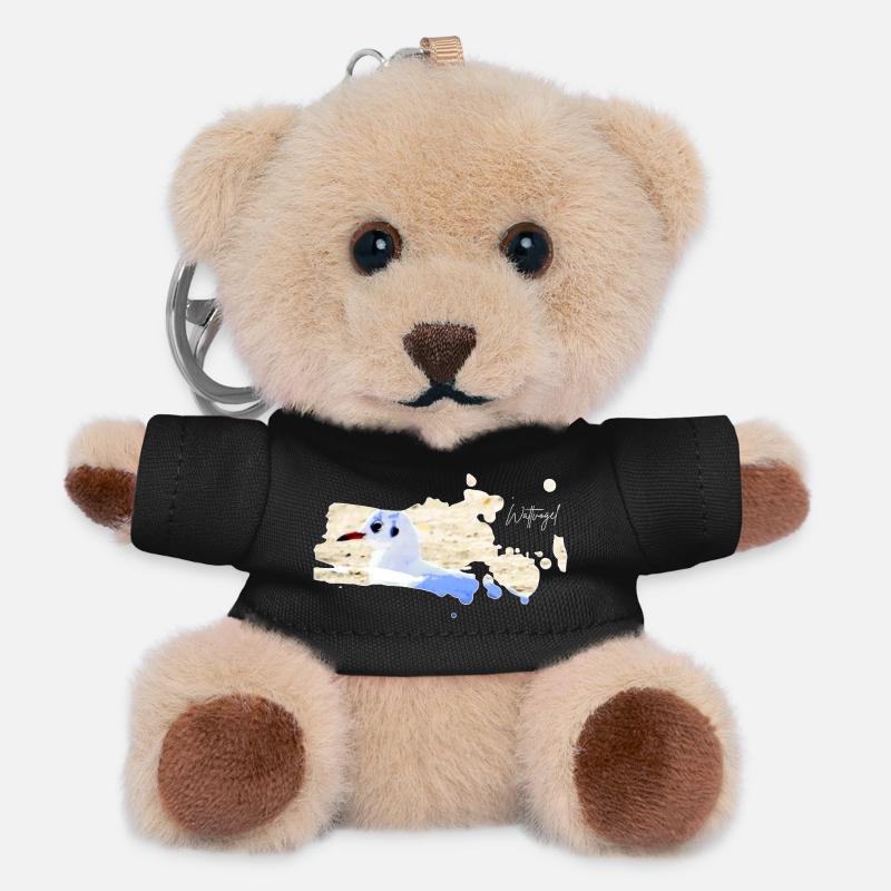 Wattvogel Nordsee Möwe - Teddy Schlüsselanhänger - Schwarz