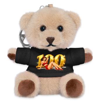 Vintage Pin-Up: 100 Jahre Jubiläum in Gold - Teddy Schlüsselanhänger - Schwarz - Vorne