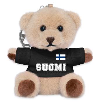 FINNLAND - SUOMI Trikot Look - Flagge auf Brust - Teddy Schlüsselanhänger - Schwarz - Vorne