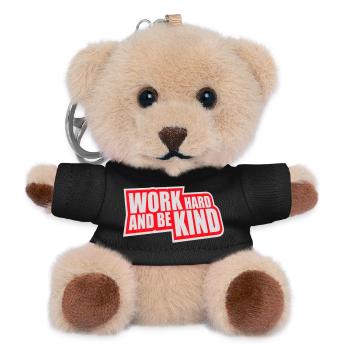 Work Hard And Be Kind Inspirierend Fleiß Güte Logo - Teddy Schlüsselanhänger - Schwarz - Vorne