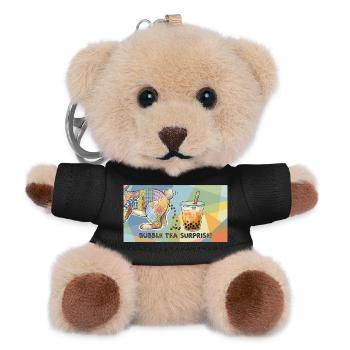 Cute Bunny Funny Boba Bubble Tea - Teddy Keyring - black - Front