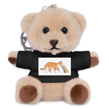 Cat Spitting Rainbow - Teddy Keyring - black - Front