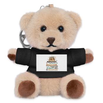 Natürlich Sixpack Kühlschrank Spruch - Teddy Schlüsselanhänger - Schwarz - Vorne