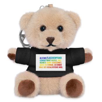Flaschenpfand als Säule des Systems - Teddy Schlüsselanhänger - Schwarz - Vorne
