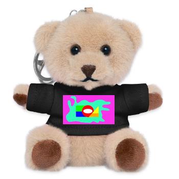 Geometrische Farbblock Collage Neon - Teddy Schlüsselanhänger - Schwarz - Vorne