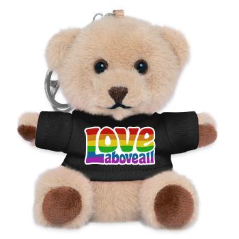 Love Above All | Rainbow Pride Design - Teddy Keyring - black - Front