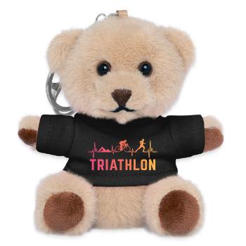Triathlon herzschlag triathletin triathlete - Teddy Schlüsselanhänger - Schwarz - Vorne